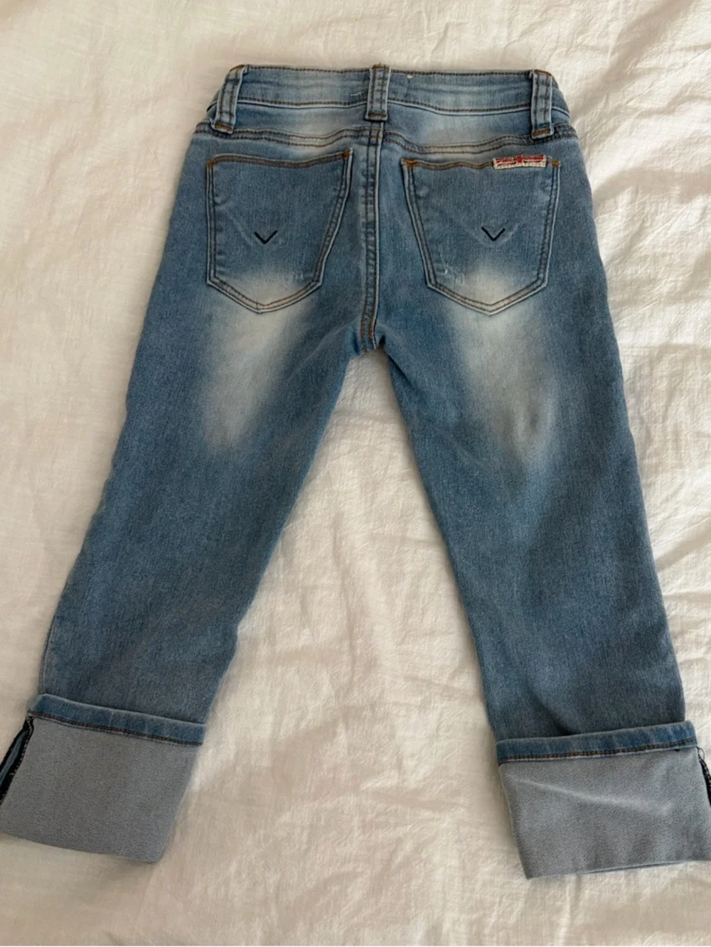 Hudson Distressed Cuffed Light Wash Jeans Adjustable Waist 5 Excellent